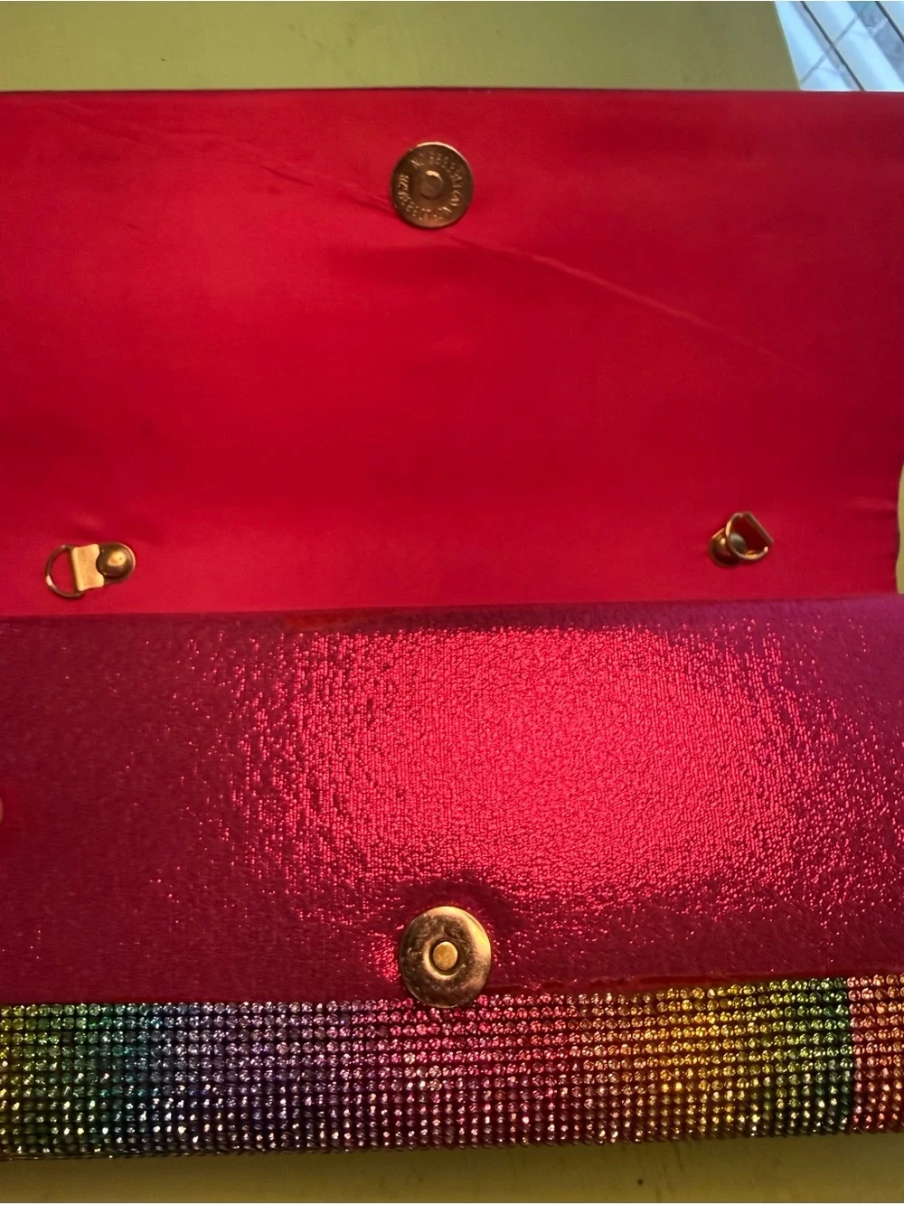3 AM Forever Rainbow Rhinestone Crystal Evening Envelope Clutch Snap Closure